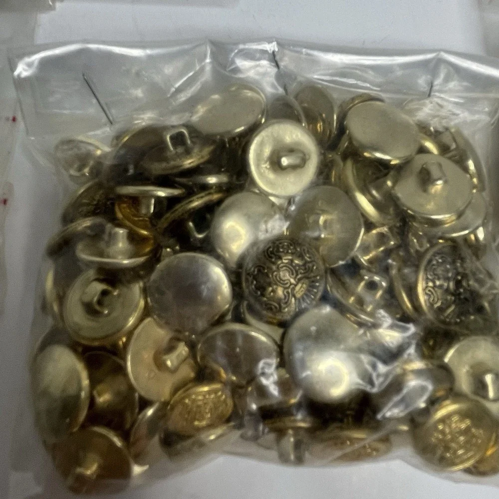 Lg Lot Vintage Gold Silver Tone Metal/Brass Buttons Shank Crafts Military White